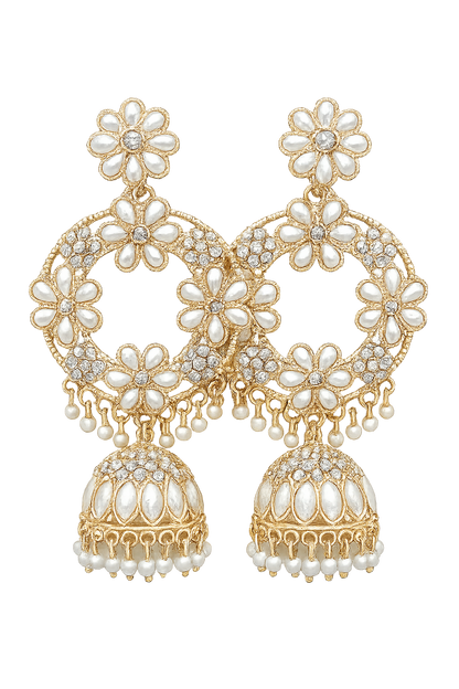 Indian Traditional Pearl Hanging Hoop Earrings