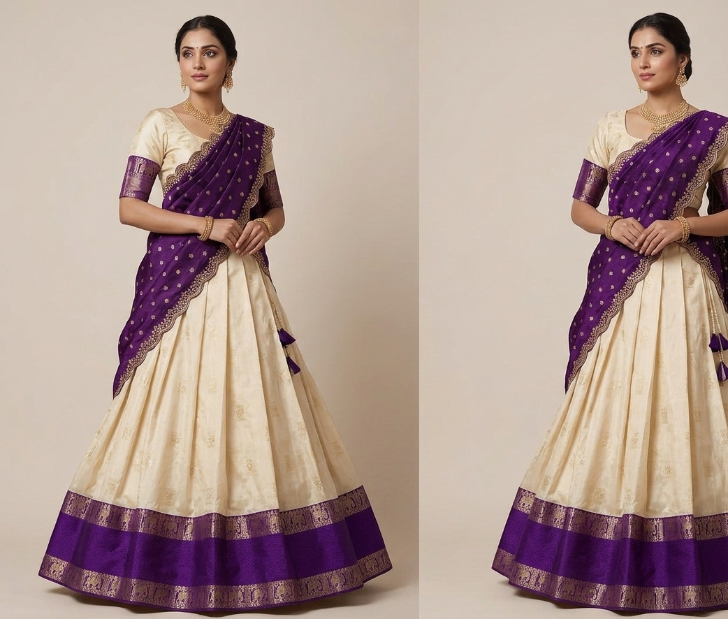 Soft silks Half sarees Lehengas semi stitched VEHSS10
