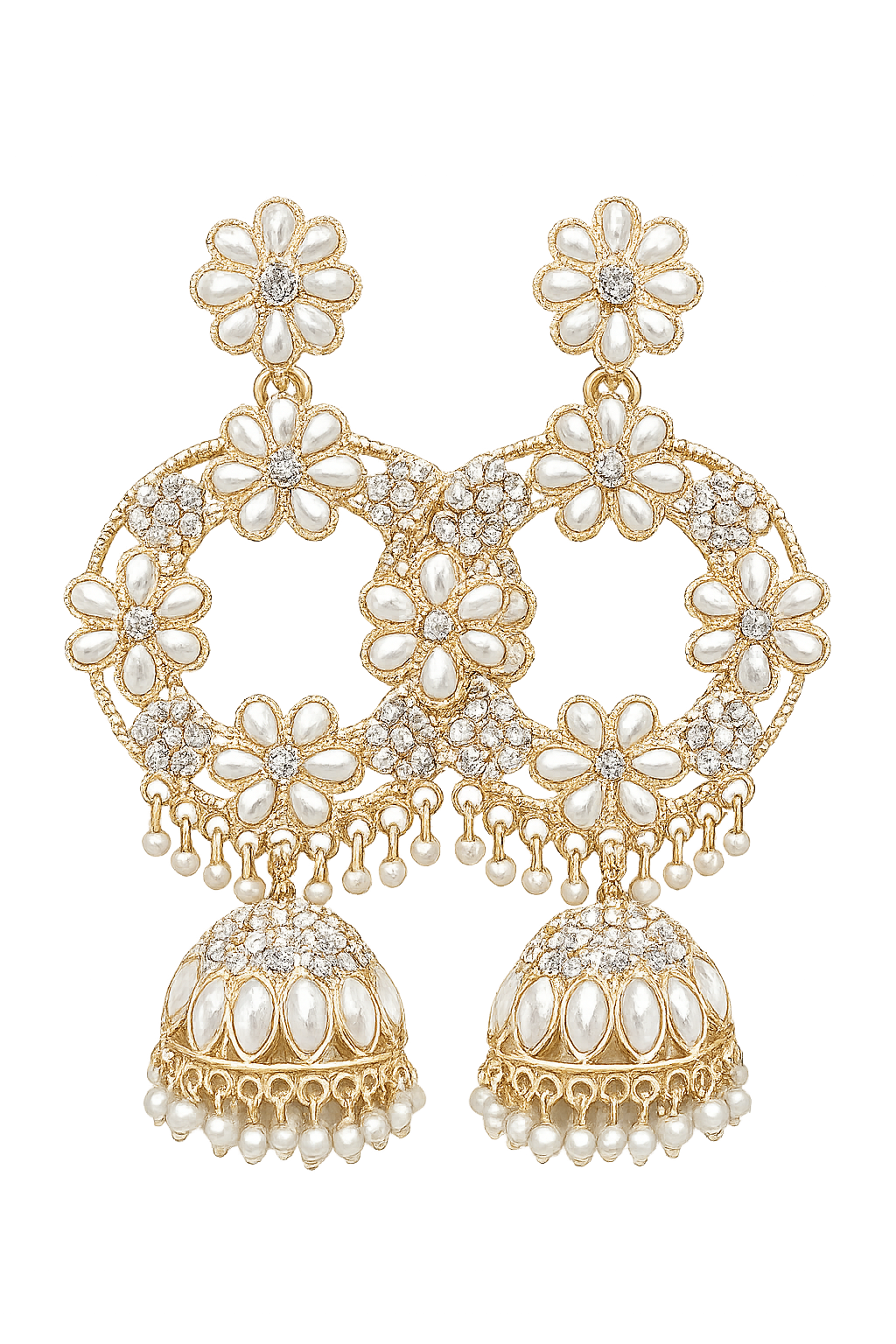 Indian Traditional Pearl Hanging Hoop Earrings