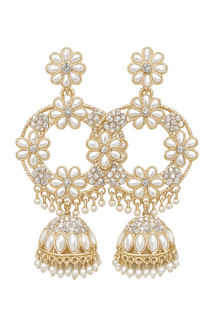 Indian Traditional Pearl Hanging Hoop Earrings