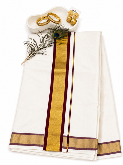 Kerala Kasavu sarees Maroon Border