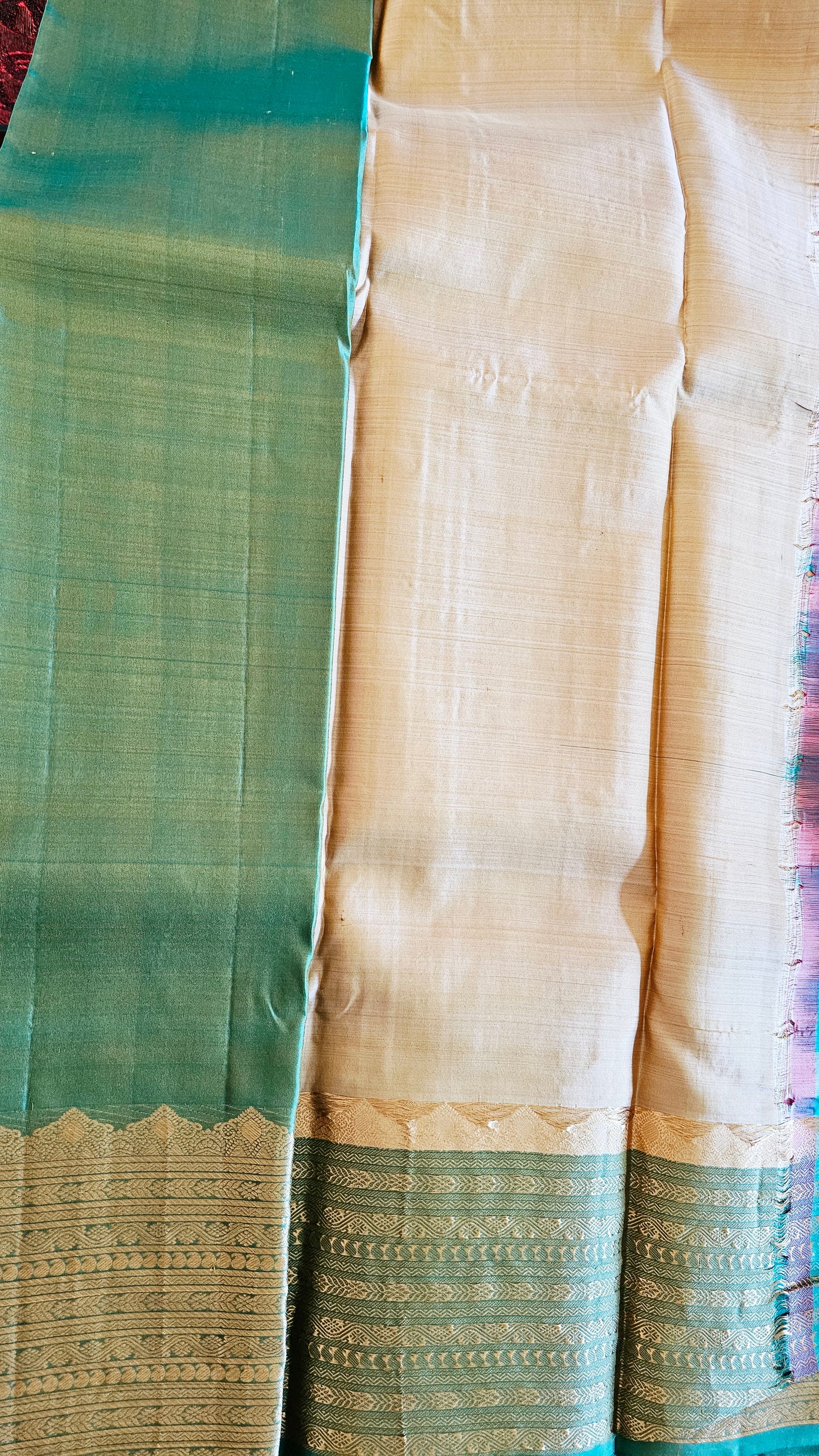 Kanjivaram Pure silk sarees Gold with Green VEK326
