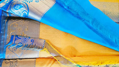 Kanjivaram Pure silk sarees Mustard VEK327