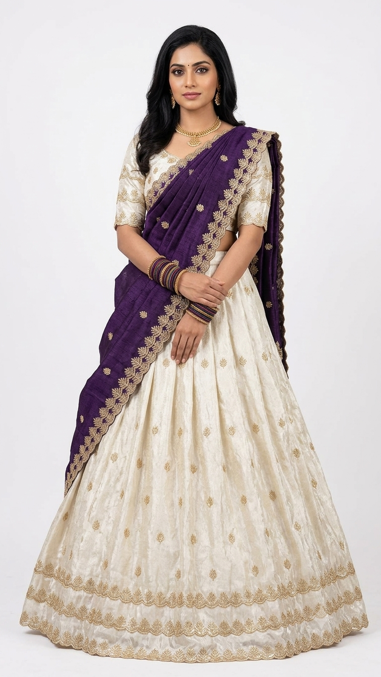 Half saree Semi stitched shimmer silk VEHSS09