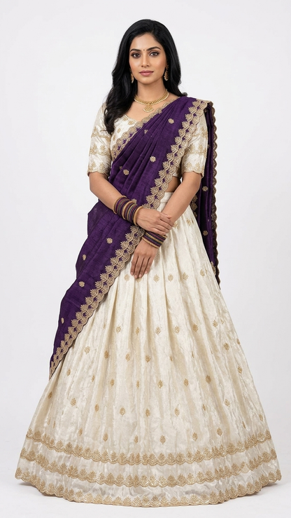 Half saree Semi stitched shimmer silk VEHSS09
