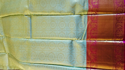 Kanjivaram Pure silk sarees Pastel Fully Gold Sari VEK328