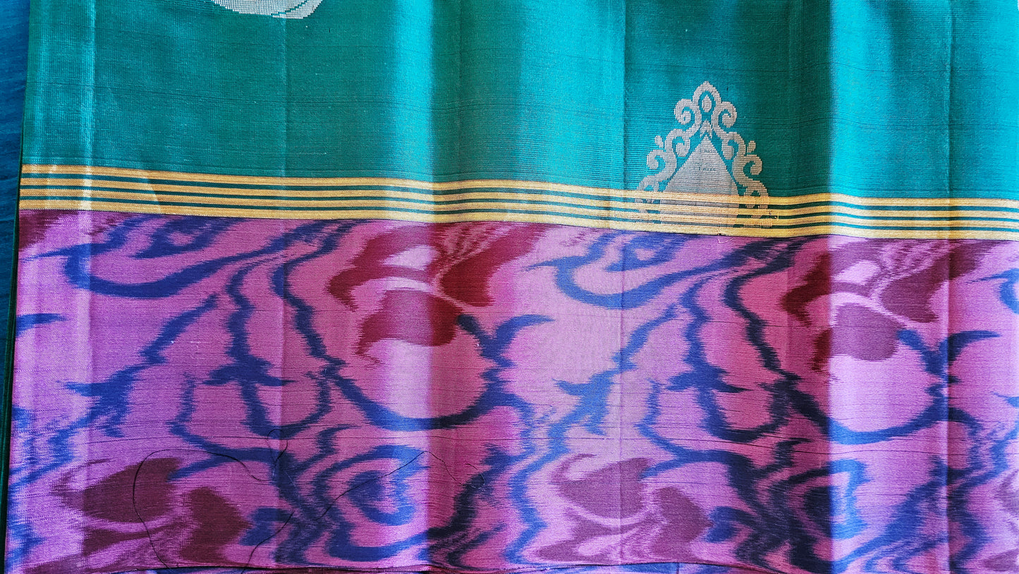 Kanjivaram Pure silk sarees Peacock Green Bridals Kanchipuram VEK324