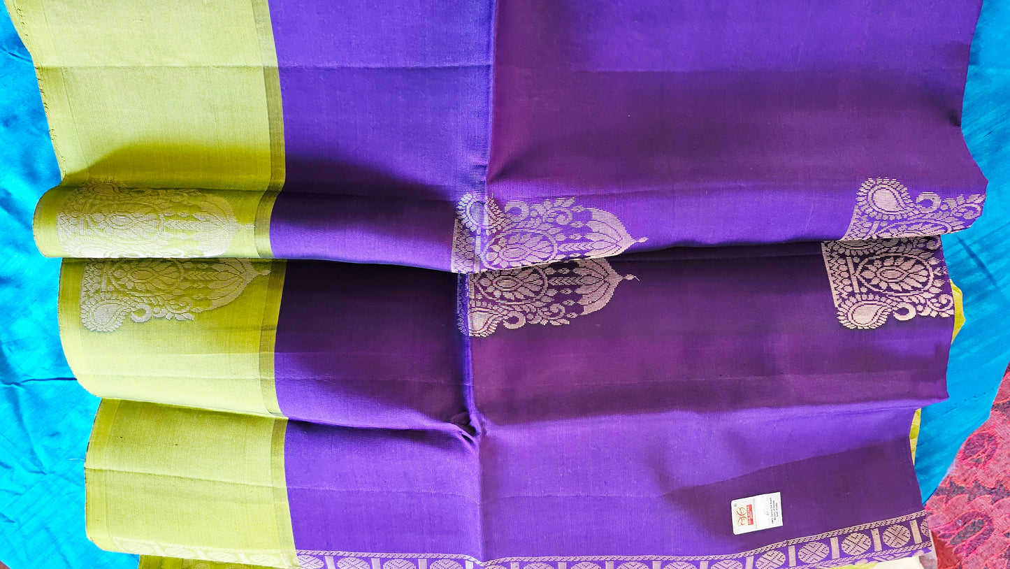 Kanjivaram Pure silk saree  Purple Bridal Kanchipuram  VEK323