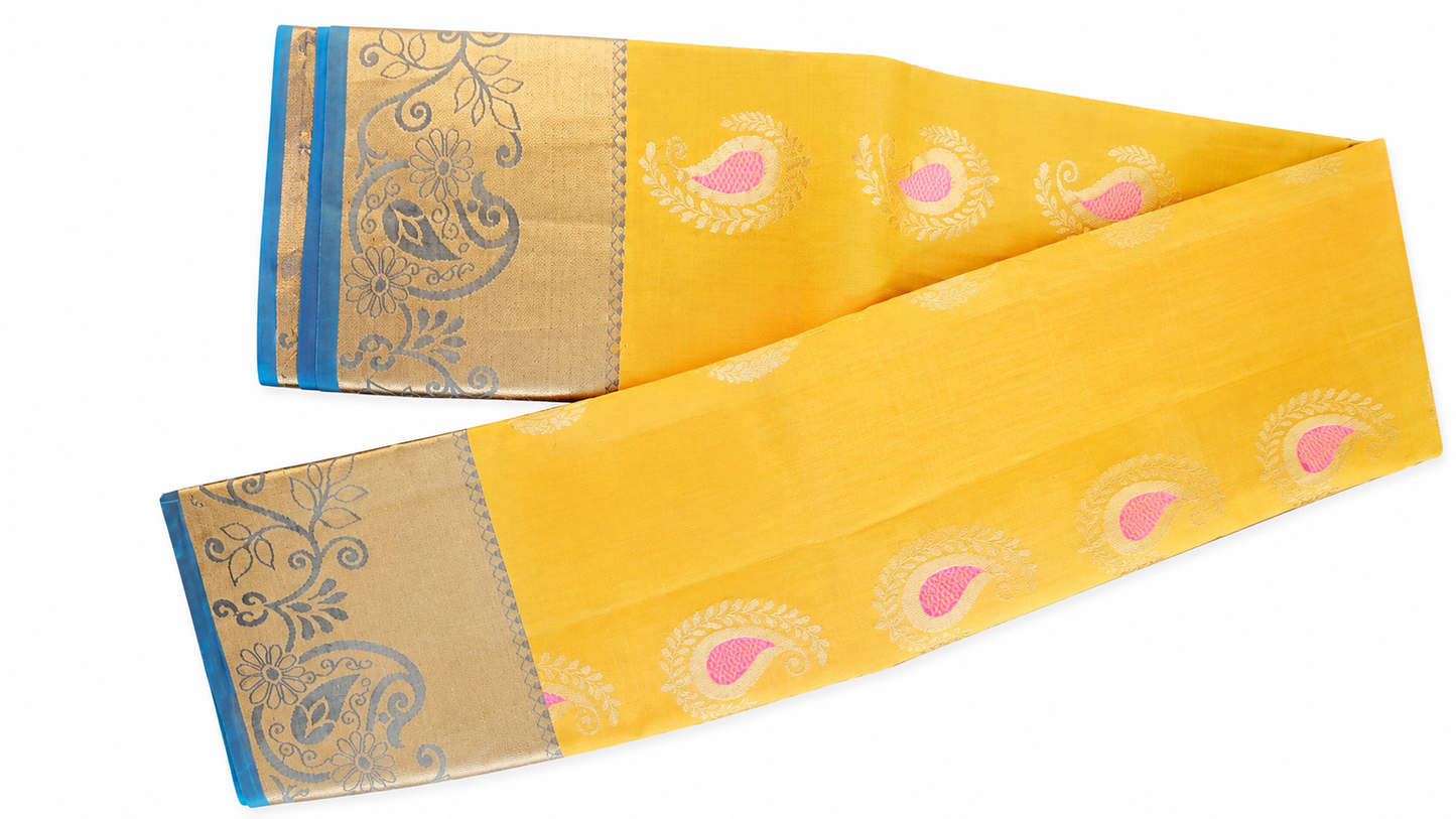 Kanjivaram Pure silk sarees Mustard VEK327