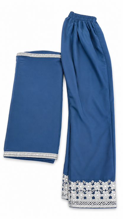 Anarkali suits 3pcs Blue with silver